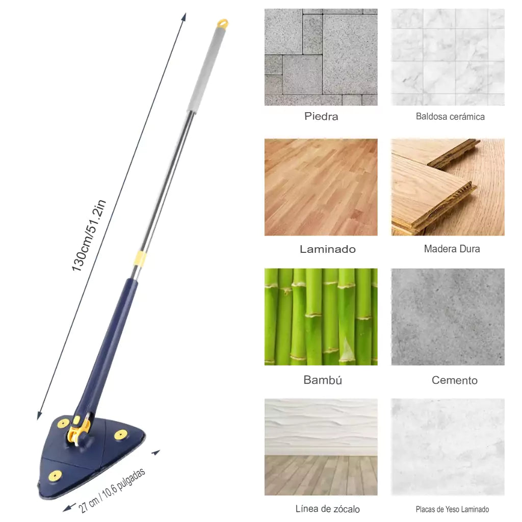 Mopa Fregona Triangular De Limpieza Ajustable Giratoria de 360°